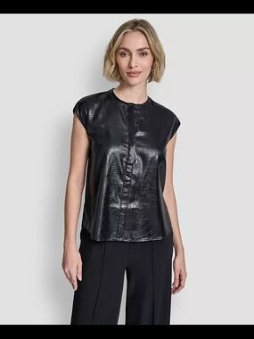 DKNY ✔️NEW❣️ Women's Crewneck Button-Front Top